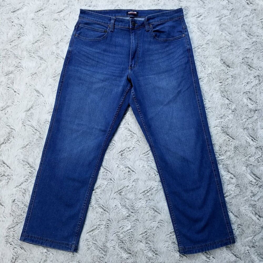 Kirkland Signature Jeans Mens Size‎ 36x29 Blue Regular Straight Dark Wash Denim